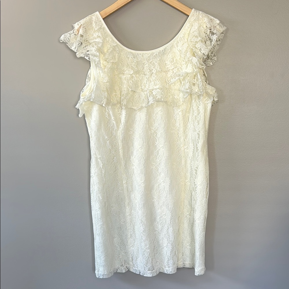 Romeo & Juliet Couture Ivory Lace‎ Sheath Dress Size Large Cottagecore Bridal